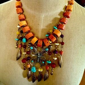 Vintage Lucky Brand Coral Statement Necklace